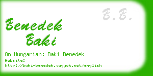 benedek baki business card